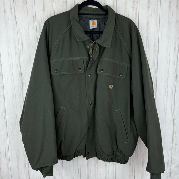 Carhartt Green Canvas Bomber jacket LIKE NEW - Picture 3 of 7